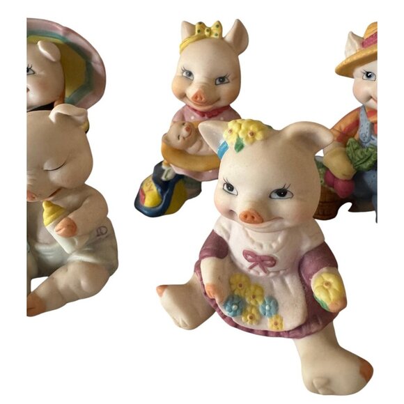 Ceramic Pigs Collection 1994 Set of 6 Bronson Collectibles farmer Ballerina Cowb - Picture 2 of 7